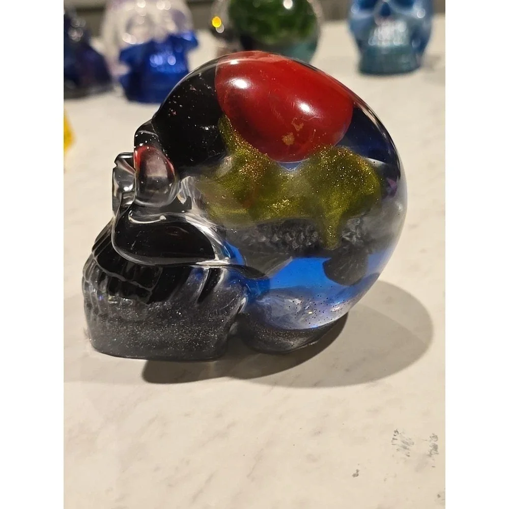 Handmade Resin Skull With Fish Inside And A‎ Duck. 746